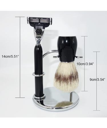 Kjyr Savable Shaving Brushes for Men - Premium Fashion Shaving Brush Set with Natural Bristles | 9x15cm Black Razor Accessories for Home Grooming - Buy Online on GoSupps.com