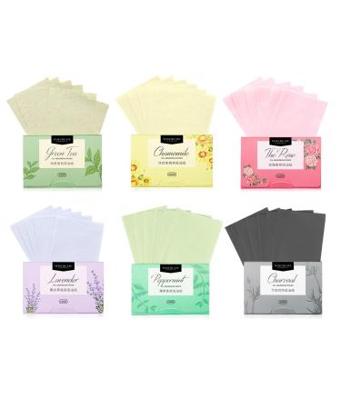 600 Sheets Face Blotting Papers Oil Absorbing Sheets Oil Control Paper for Oily Skin Care 6 Colours