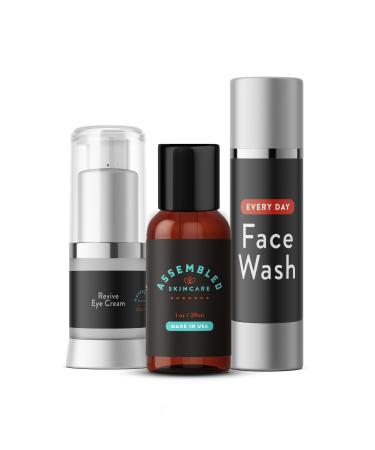 ASSEMBLED Skincare Ultimate Starter Pack (Premium Skin Care set for Men 3-Piece Face Wash Aftershave/Toner Eye Cream) anti-aging and multi-functional products