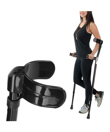 UracoN MidiLi Double Adjustable Forearm Crutches - Plastic Handle Crutches Adults Crutch Pair Crutches Black Open Cuff Crutches for Standard and Tall Adults