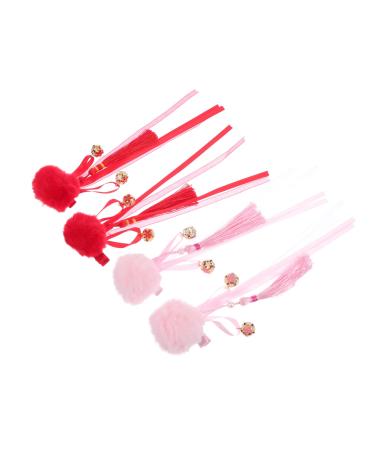Beaupretty 2 Pairs antique hairpin hair claw clips for girls barrettes for girls red hair accessories hanfu headwear chinese hair accessories for girls pom ball headpiece Plush Headwear