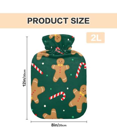 Cozy 2L Hot Water Bottle with Christmas Motif - Soft & Warm Ginger Cookies Design for Winter Relief - Perfect for Bed Hand Neck & Shoulders - Buy Online on GoSupps.com