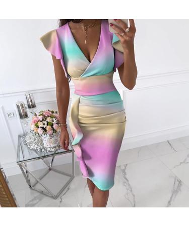 Briskyry V-Neck Floral Business Dresses for Women | Elegant Summer Festival & Ruffled Hem Styles - Buy Online on GoSupps.com