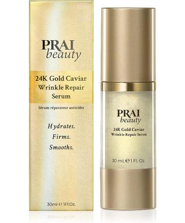 PRAI BEAUTY 24k Gold Caviar Wrinkle Repair Serum - Gold Infused and Hyaluronic Acid for Maximum Skin Hydration - Anti-aging Formula Repairs Fine lines and Wrinkles 30ml - Buy Online on GoSupps.com