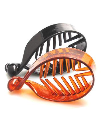 6 Pcs Plastic Banana Hair Clips - No Slip O-Shaped Barrettes for Girls/Women, Black & Dark Brown - Buy Online on GoSupps.com