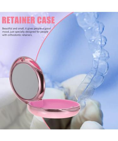 Healifty Portable Dental Retainer Box - Rose Gold | Braces & Invisible Denture Case with Mirror | Oral Care Box - 8.7X2.7CM - Buy Online on GoSupps.com