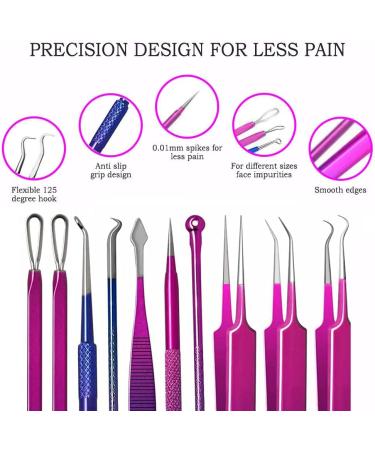 Pimple Popper Tool Kit - VBoo Extraction Tools for Blackhead & Whitehead Removal - Comedone Zit Popper Set for Facial Pore Cleansing - Perfect Christmas Gift for Men and Women (Rainbow) - Buy Online on GoSupps.com