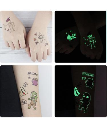 Ooopsiun Luminous Halloween Temporary Tattoos for Kids - 100 Styles Glow in The Dark Halloween Tattoos Party Favors Decorations for Boys Gilrs - Buy Online on GoSupps.com