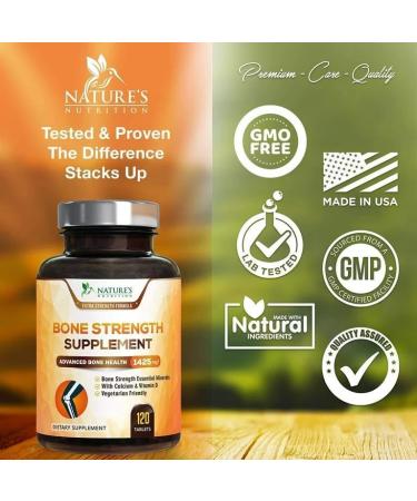 Bone Strength Support: Calcium, Vitamin D3, Magnesium - 1425mg (120 Capsules) - Buy Online on GoSupps.com