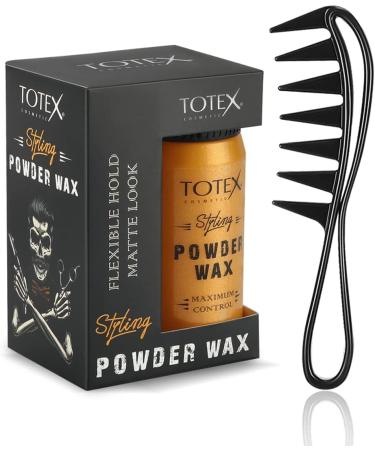 Totex Hair Styling Texturising Powder Wax 20g | Volumizing Thickening Dust Powder | Matt Look + Hair Beard Styling Comb | Flexible | Anti-Static Handle | For Hair and Beard Shark Teeth Black