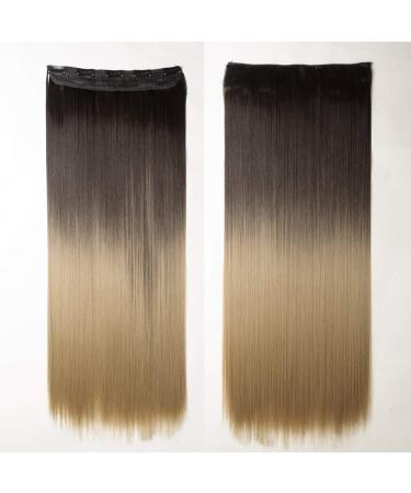 63cm Clip-In Hair Extensions - Heat-Resistant Dark Brown to Ash Blond - Realistic Tresse Hair Part - 120g Compression - Buy Online on GoSupps.com