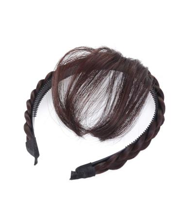 SHERCHPRY Forehead Hair Extension Clip On Bangs Extensions braid headband Braided Hair Hoop hair barrettes for women fringe hair extensions bangs hair clip hair quality explosive clip Miss Brown Medium