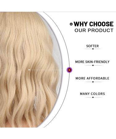 Esmee Short Wave Blonde Bob Wig with Bangs - 12 Inches | Curly Wavy Synthetic Cosplay Wig for Women - Buy Online on GoSupps.com
