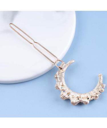 Allereya Crystal Pearl Moon Hair Clip Barrette Rhinestone Pearl Hairpin Barrette Gold CZ Crescent Moon Head Clip Headpieces Meniscus Pearl Hair Accessories for Women Girls (Gold) - Buy Online on GoSupps.com