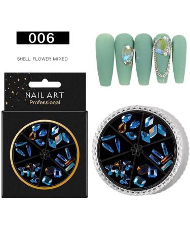 8 Wheels Metal Nail Art Decorations Colorful Mixed Metal Nail Art Nail Rhinestones 3D Shell Flower Glitters Flower Shell Beads(001) - Buy Online on GoSupps.com