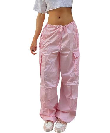 Parachute Pants Y2K Women Cargo Pants - Vintage Baggy Track Pants & 90s E-Girl Streetwear - XL Rosa - Buy Online on GoSupps.com