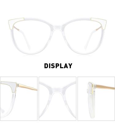 OLIEYE Cateye Blue Light Blocking Glasses | Anti Eye Strain Computer Eyeglasses for Women | Anti UV Clear Lens | Transparent Frames - 53mm - Buy Online on GoSupps.com