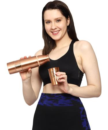 Copper Water Bottle 900ml with Tumbler | Joint-Free & Leak-Proof for Ayurvedic Health Benefits - Buy Online on GoSupps.com
