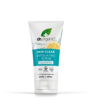 Dr Organic Organic Skin Clear Face Scrub Natural Vegan Cruelty Free Paraben & SLS Free Exfoliating 150ml