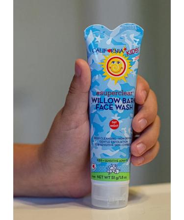 California Kids Super Clear Willow Bark Face Wash | Gentle Exfoliation for Sensitive Skin | Deep Cleansing & Non-Drying Formula | 1.8 Fl Oz - Buy Online on GoSupps.com