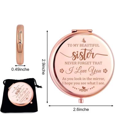 Rose Gold Compact Travel Mirror - Perfect Gift for Sister | Handheld Portable Folding Makeup Mirror for Birthday, Graduation, Wedding, Christmas - Buy Online on GoSupps.com