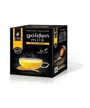 King Cup - 1 pack with 10 sugar -free golden milk soluble bags 10 sticks of 6 gr for golden milk drink add too hot 60 ml of water gluten -free and lactose -free golden milk