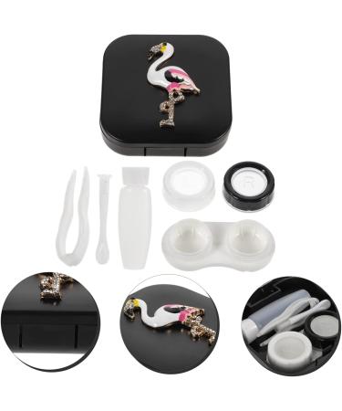 Ultechnovo Flamingo Pattern Contact Lens Organizer Set - Stylish Eye Lens Container & Travel Makeup Bracket for Lenses & Glasses - Buy Online on GoSupps.com