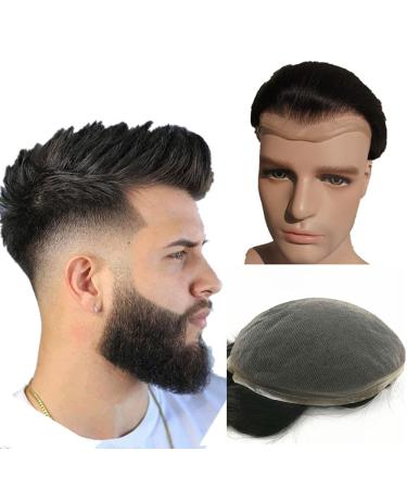 Human Hair Toupee for Men NLW Men's Toupee Human Hair Replacement System European Human Hair Wig Natural Breathable Swiss Lace Hairpiece Human Hair Wigs for Men 10x8" (#1 Jet Black) - Buy Online on GoSupps.com