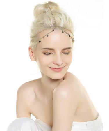 Aukmla Gold Sequins Head Chain Jewelry - Festival Halloween Hair Accessories for Women - Buy Online on GoSupps.com