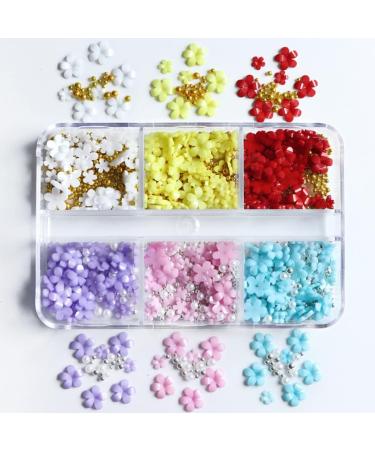 3D Flower Nail Charms Set - TEOYALL Acrylic Flowers with Gold and Silver Caviar Beads for Manicure DIY Decorations - Buy Online on GoSupps.com