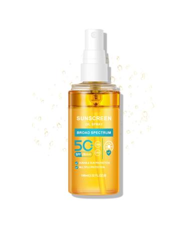 KYDA Oil Sunscreen Spray Glow Oil Sunscreen Mist SPF 50 Lightweight Hydration Body Sunscreen Oil Refreshing Sunscreen Spray Broad Spectrum UVA/UVB Protection 100ml 3.52Fl.Oz