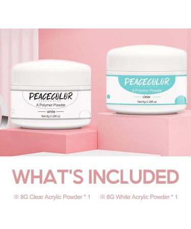 Set 2 Pcs Polymer Powder Clear with White Color for Nail Extension Prolong Nails 8g Acrylic Powder Clear&White - Buy Online on GoSupps.com