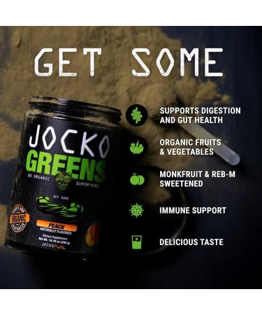 Jocko Fuel Greens Powder (Peach Flavor) - Greens & Superfood Powder for Healthy Green Juice - Keto Friendly with Spirulina  Chlorella  Digestive Enzymes  & Probiotics - 30 Servings - Buy Online on GoSupps.com