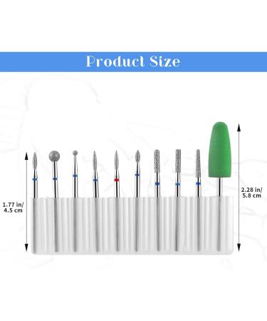 Dimeho 10 Pcs Nail Drill Bit Set Universal Diamond Carbide Drill Bits for Nails Acrylic Gel Nail Bit Kit Cuticle Remover Bits set for Professional Manicure Pedicure Crystal Nail Extension - Buy Online on GoSupps.com
