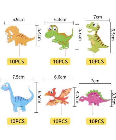 60 Pieces Dinosaur Cupcake Toppers Picks for Kids Birthday Party and Baby Shower Cake Decoration - Buy Online on GoSupps.com