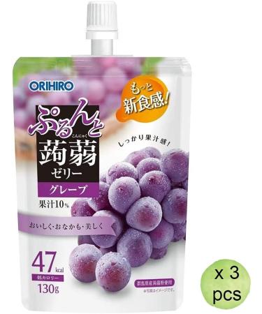 Purunto Konjac Jelly Grape Flavor Pouch Type 4.6oz x 3pcs Japanese Low Calorie Konjac Jelly Orihiro Ninjapo - Buy Online on GoSupps.com