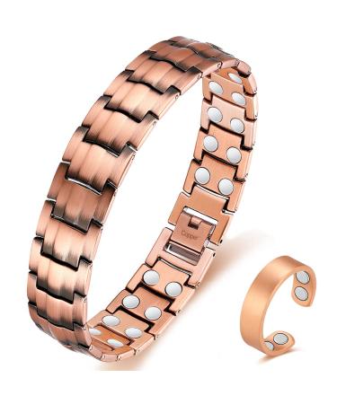 Vicmag Copper Bracelet for MenUltra Strength Magnetic Double Row 99.99% Pure Copper Adjustment Tool & Gift Box (Copper) A-copper