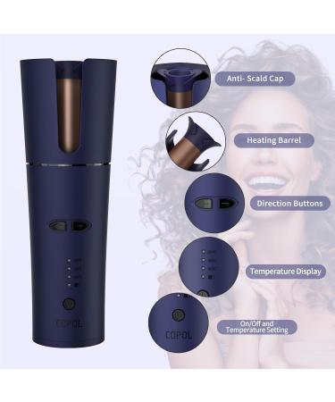 Buy Cordless Auto Hair Curler - Portable Rotating Curling Iron Fast Heating 3 Temps Rechargeable Barrel for Perfect Waves (Blue) - International Shipping Available - Buy Online on GoSupps.com