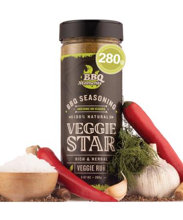 BBQ Moments Vegetable Seasoning Barbecue Veggie Dry Rub Greens Seasoning Mix For Mushrooms Greens Paprika BBQ Seasonings And Spices For Grilling 280g (9.87 Oz) 7-Veggie Rub
