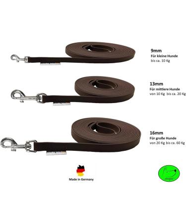 Biothane Dog Leash for Small Dogs - 9mm 3m/5m/10m/15m - Durable Lightweight & Tangle-Free - Brown (3m Without Hand Loop) - Buy Online on GoSupps.com