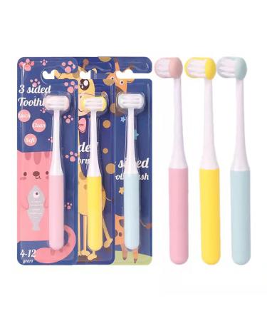 QL-LINRUN 3 Sided Toothbrush 3 Sided Toothbrush Kids Three Sided Toothbrush Surround Toothbrush Kids Kids toothbrushes Toddlers Teeth Brush(3pcs)