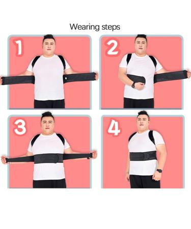 70-140kg Plus Size Back Brace Posture Corrector For Men Women Dual Compression Elastic Back Support Belt Pain Relief For Neck Back Shoulders Lumbar Support Belt gift 5XL Black - Buy Online on GoSupps.com