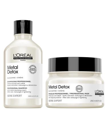 L Oreal Professionnel Metal Detox Shampoo & Hair Mask Set | Prevents Damage & Prolongs Hair Color | Anti-Breakage Shampoo For Damaged or Color-Treated Hair | For All Hair Types | Sulfate-Free