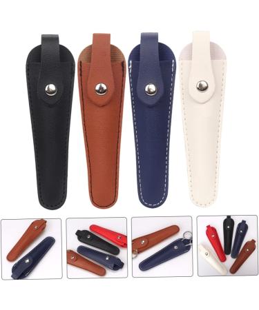 4-Part Shear Set - Black Scissors Tool with Leather Protection & Storage Cover | PU Sheath for Kids - 15x4.3cm - Buy Online on GoSupps.com