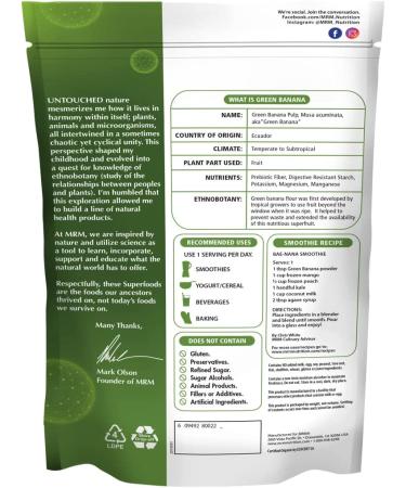 MRM Raw Organic Green Banana Powder - 8.5 oz (240g) | Healthy Superfood - Buy Online on GoSupps.com