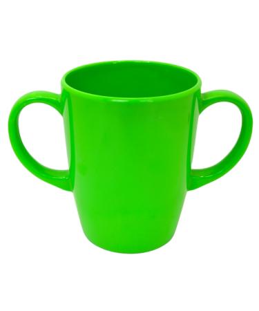 Rosa Lifestyle Two Handled Melamine Mug Lightweight 126g 400ml/14oz Capacity Daily Living Mobility Aid for Elderly Dementia Tremors Arthritis & Weak Grip (Green)