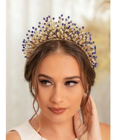 IYOU Halo Wedding Headband Crystal Blue Hair Bands Crown Beads Party Bridal Hair Accessories for Women - Buy Online on GoSupps.com