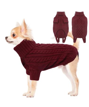 Liebeedd dog sweater Small dog sweater winter warm dog sweater Christmas sweater dog fleece christmas dog sweater clothing for French bulldog chihuahua red xs xs - back 23cm chest 32cm burgundy red - Buy Online on GoSupps.com