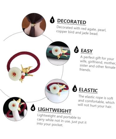 minkissy 1pc Hair Tie Headband Retro Chinese Hair Tie Mini Hair Elastics Pearl Elastic Hair Tie Jade Gemstone Hair Tie Ribbon Ponytail Holder Pearl Headbands Personality Decorate Copper - Buy Online on GoSupps.com