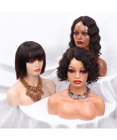 Realistic Female Mannequin Head with Shoulders for Wig/Jewelry/Makeup Display - Dark Brown - Buy Online on GoSupps.com